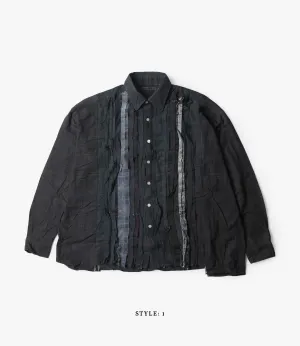 Wide Flannel Ribbon Shirt – Black Over Dye