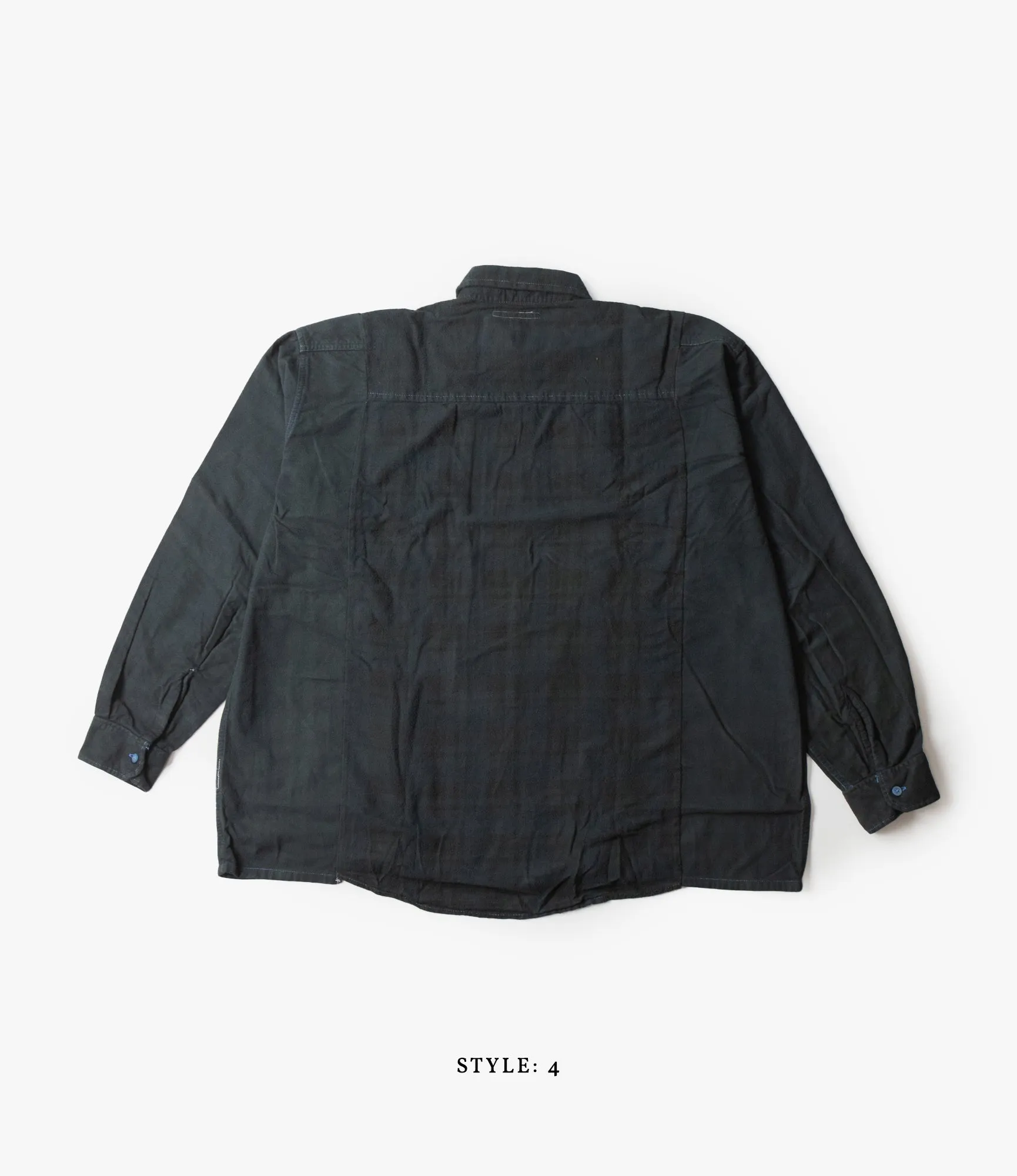 Wide Flannel Ribbon Shirt – Black Over Dye