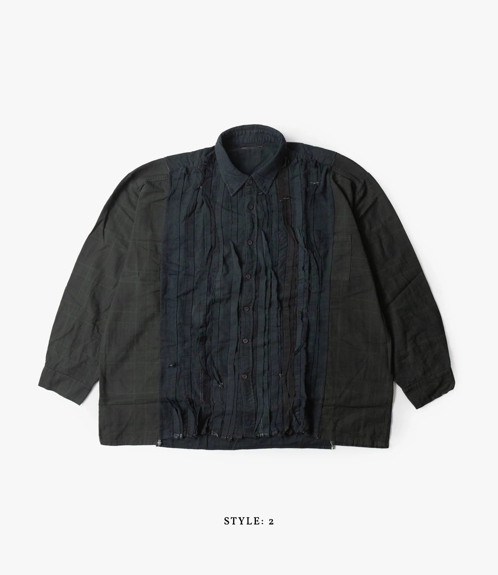 Wide Flannel Ribbon Shirt – Black Over Dye
