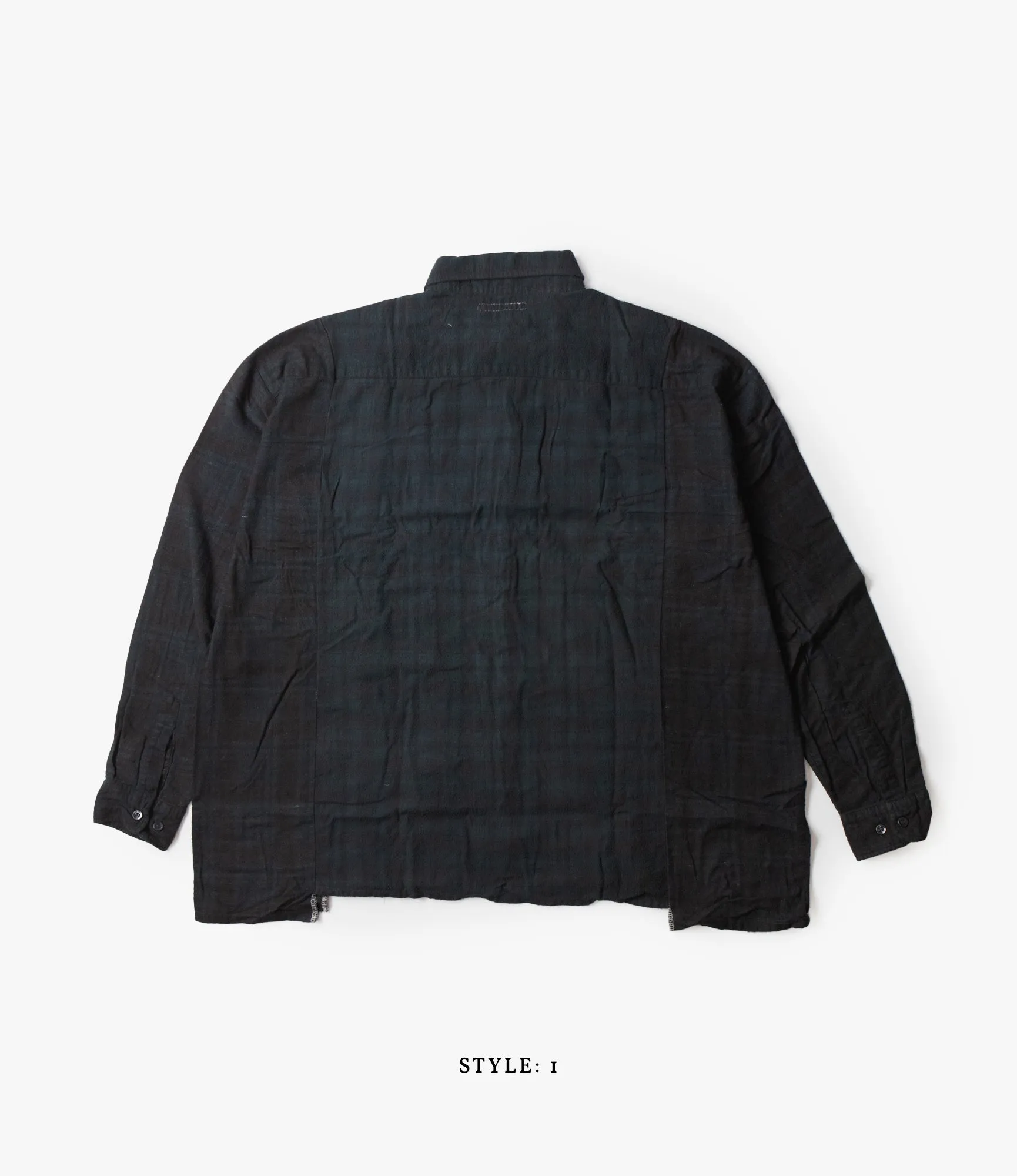 Wide Flannel Ribbon Shirt – Black Over Dye