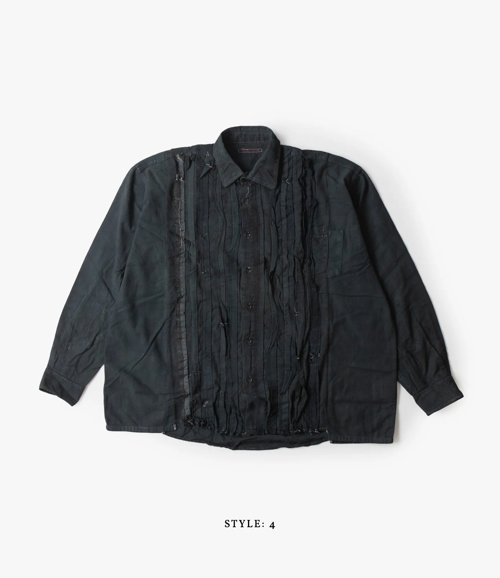 Wide Flannel Ribbon Shirt – Black Over Dye