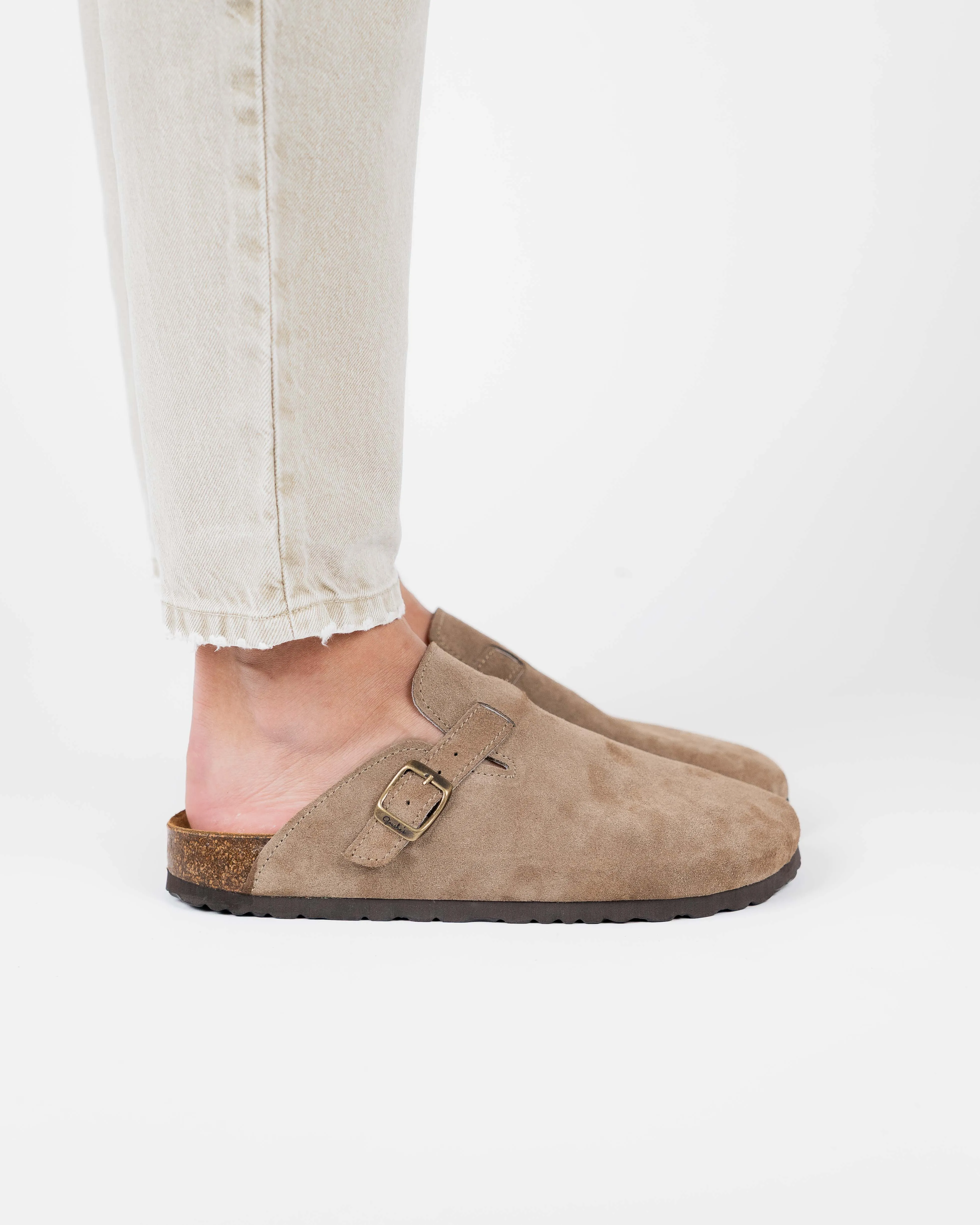 Wide Suede Sand Mules