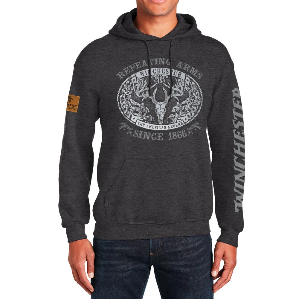Winchester Legend - Buck Belt Buckle - Fleece Pullover Hoodie - Made in USA