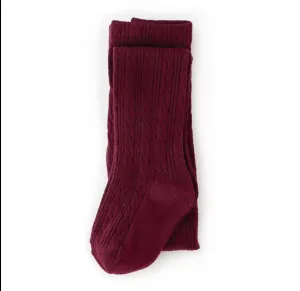 Wine Cable Knit Tights