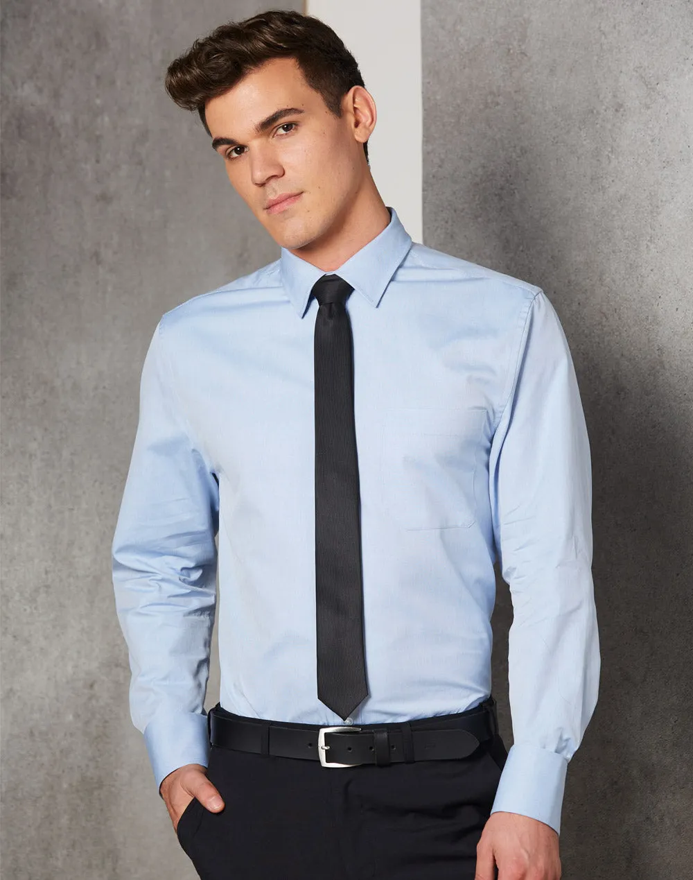 Winning Spirit-Men's Pinpoint Oxford Long Sleeve Shirt-M7005L