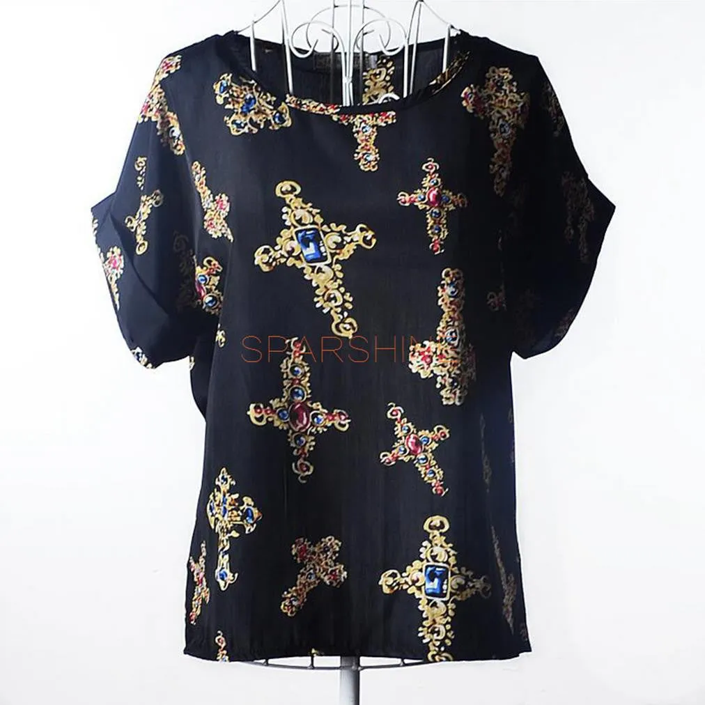 Women Blouses Chiffon Shirt Women Plus Size Short Sleeve Women Tops