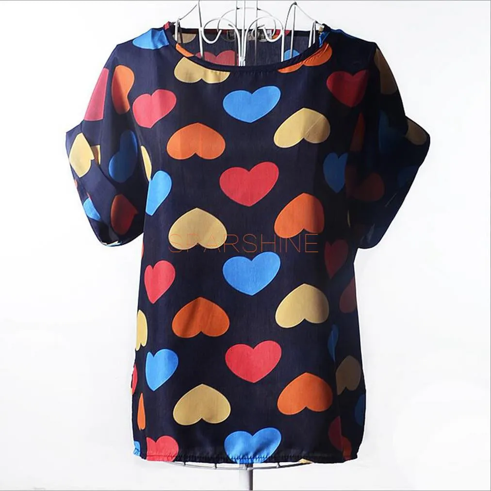 Women Blouses Chiffon Shirt Women Plus Size Short Sleeve Women Tops