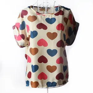 Women Blouses Chiffon Shirt Women Plus Size Short Sleeve Women Tops