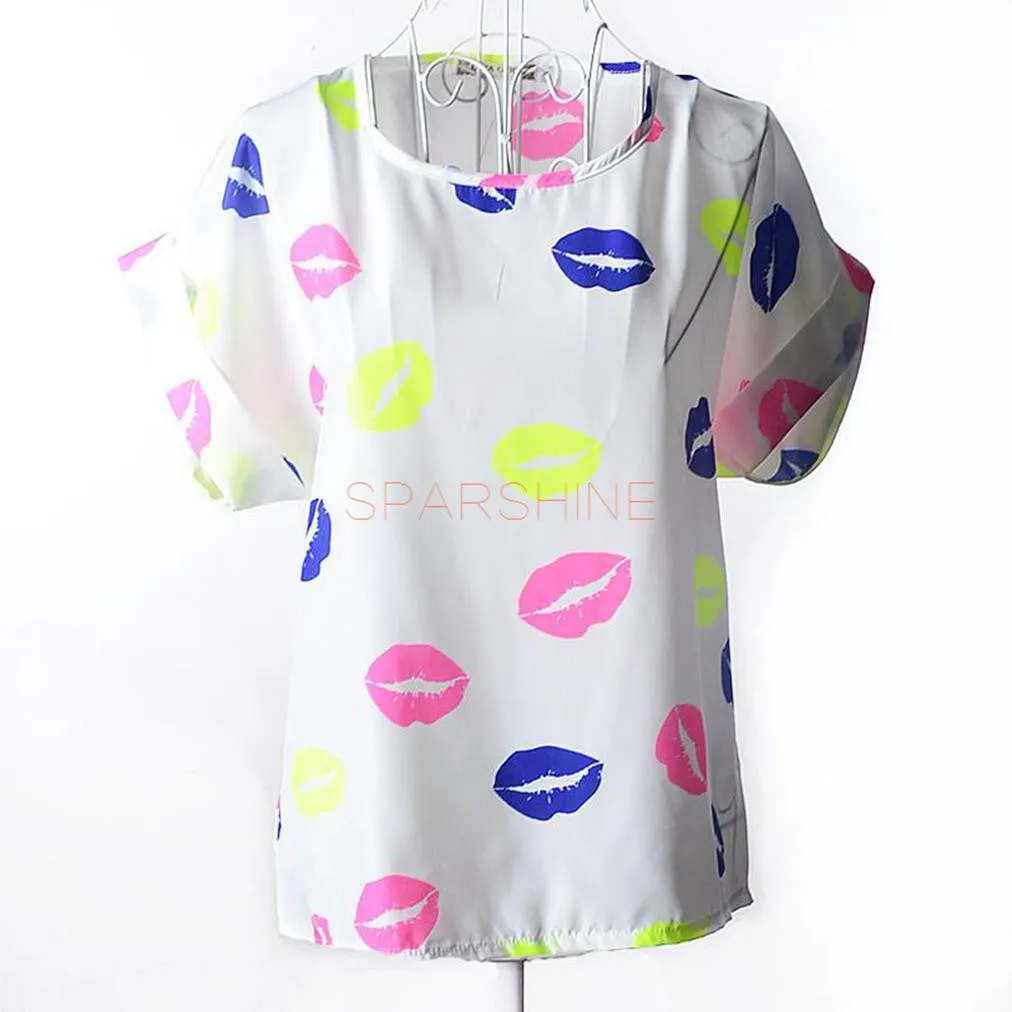 Women Blouses Chiffon Shirt Women Plus Size Short Sleeve Women Tops