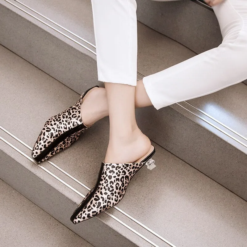 Women Low Heels Mules Ladies Slip