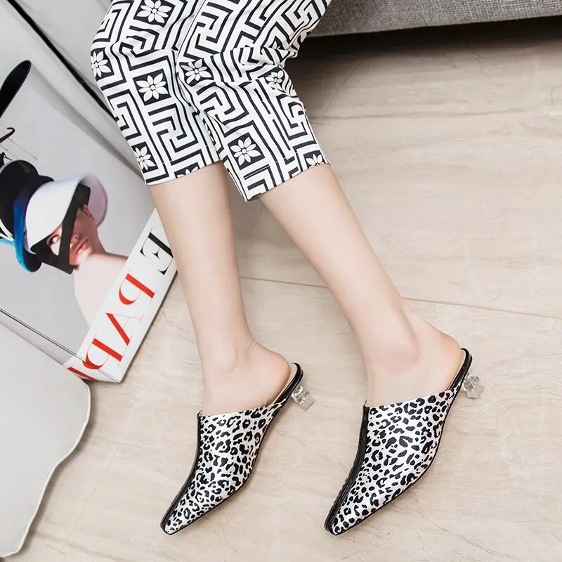 Women Low Heels Mules Ladies Slip