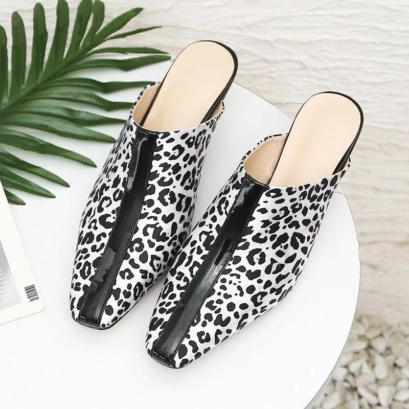 Women Low Heels Mules Ladies Slip