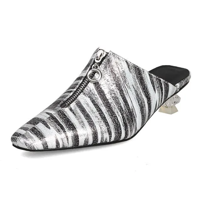Women Low Heels Mules Ladies Slip