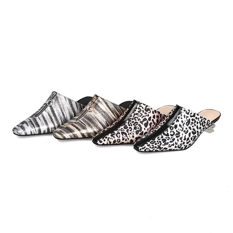 Women Low Heels Mules Ladies Slip