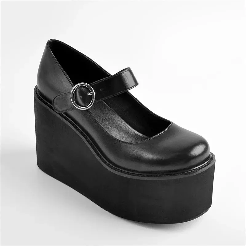 Women Mary Jane Shoes Round Toe Platform Pumps