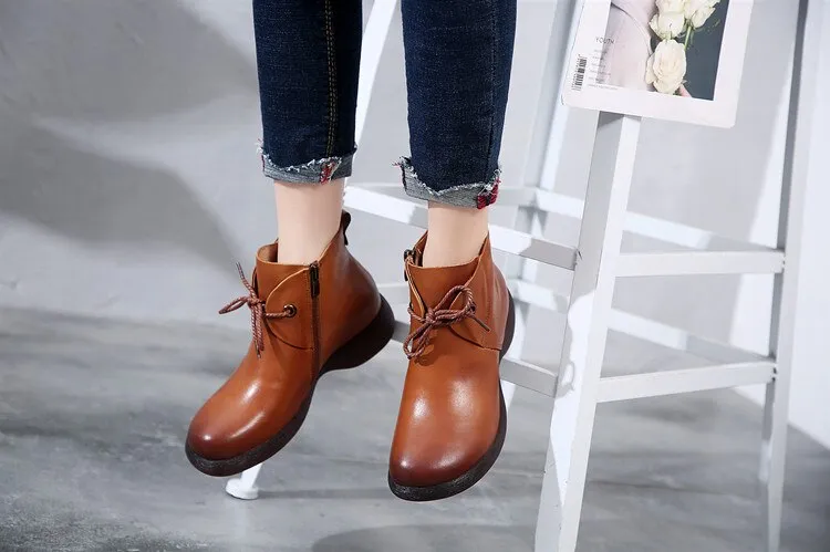 Women Shoes Retro 2020 New Autumn Women  Genuine Leather Shoes Casual Women Or Ladies Shoes