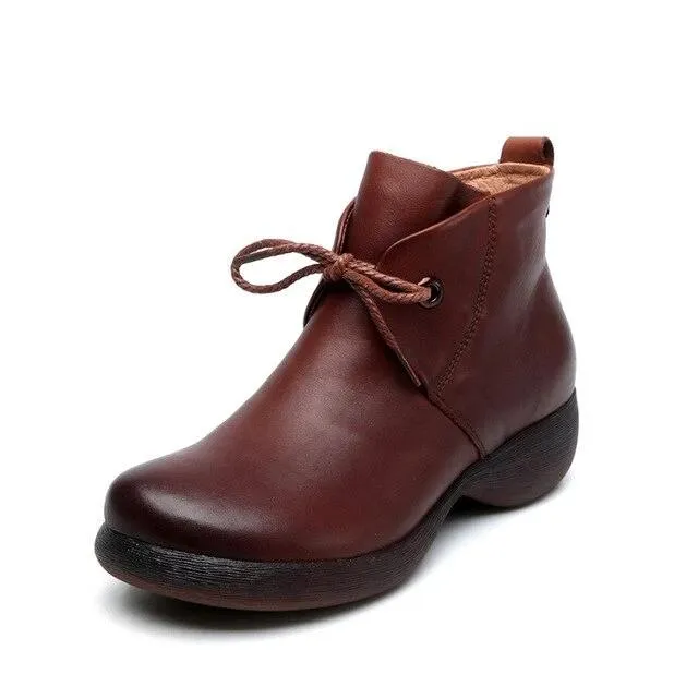Women Shoes Retro 2020 New Autumn Women  Genuine Leather Shoes Casual Women Or Ladies Shoes