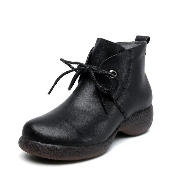 Women Shoes Retro 2020 New Autumn Women  Genuine Leather Shoes Casual Women Or Ladies Shoes