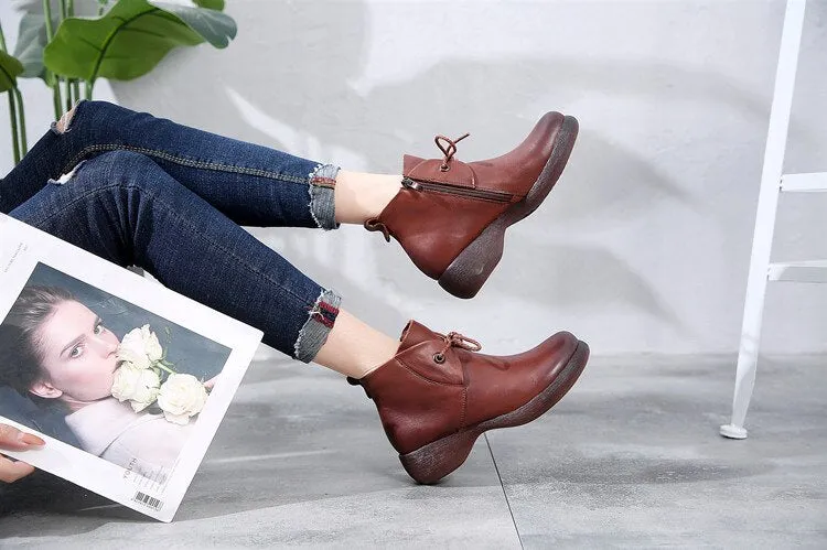 Women Shoes Retro 2020 New Autumn Women  Genuine Leather Shoes Casual Women Or Ladies Shoes