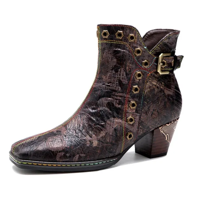 Women's Ankle Boots Hand-Printed
