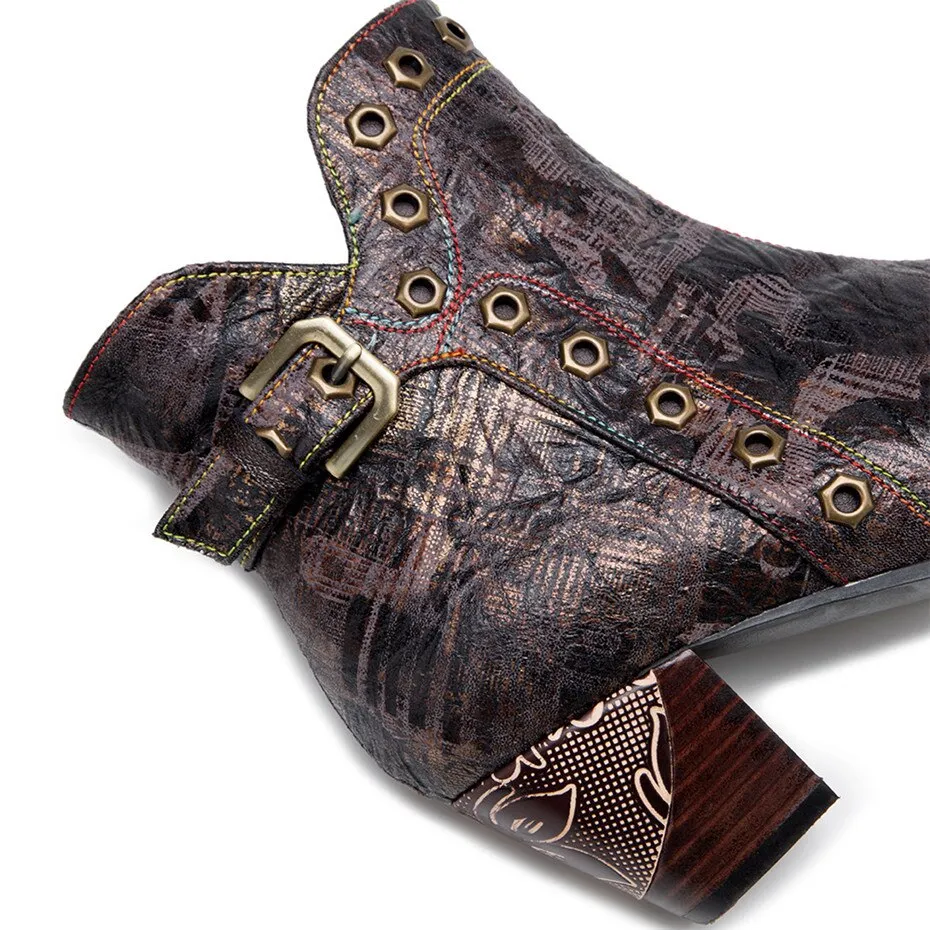 Women's Ankle Boots Hand-Printed
