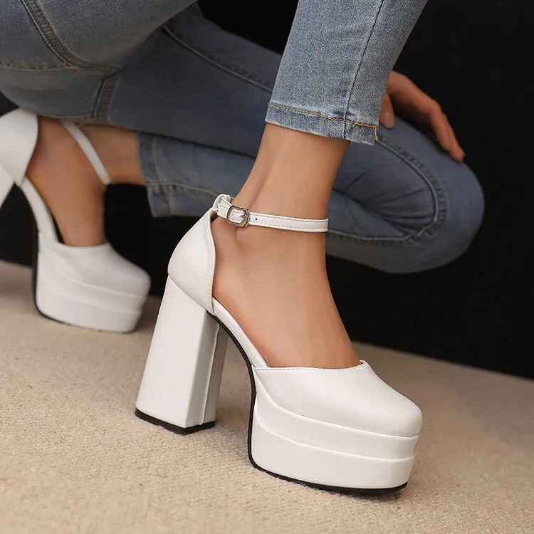 Women's Ankle Strap Chunky Heel Platform Sandals