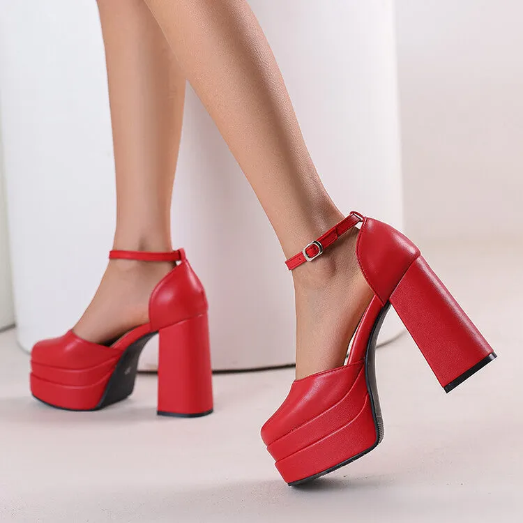 Women's Ankle Strap Chunky Heel Platform Sandals