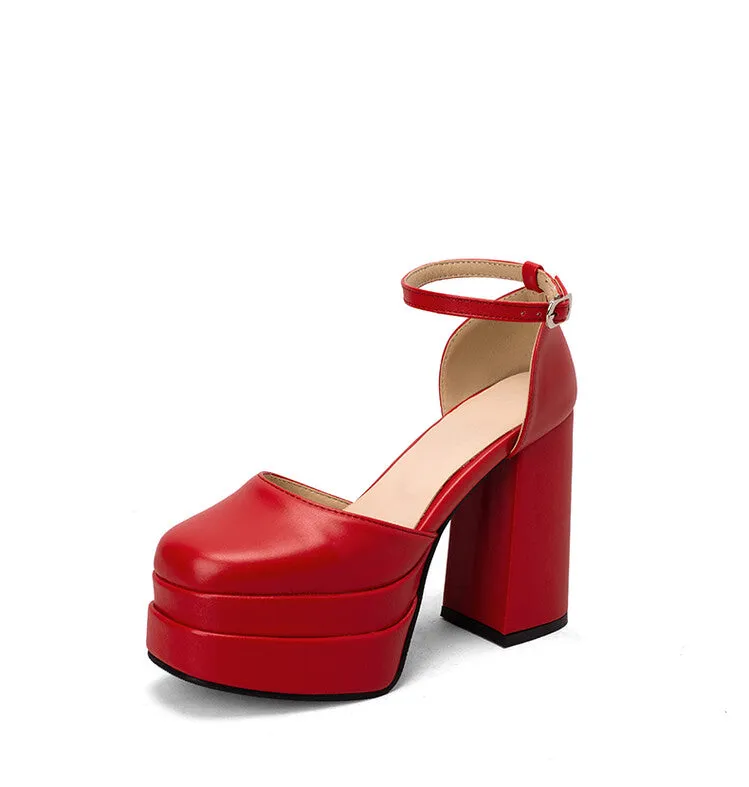 Women's Ankle Strap Chunky Heel Platform Sandals