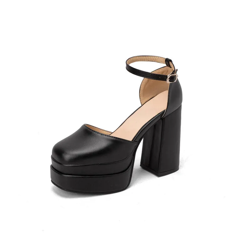 Women's Ankle Strap Chunky Heel Platform Sandals