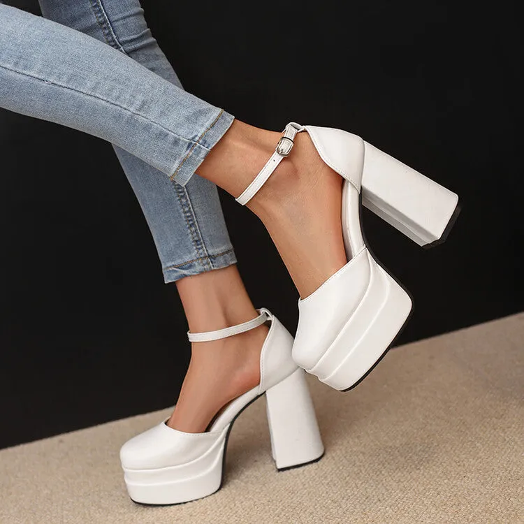 Women's Ankle Strap Chunky Heel Platform Sandals