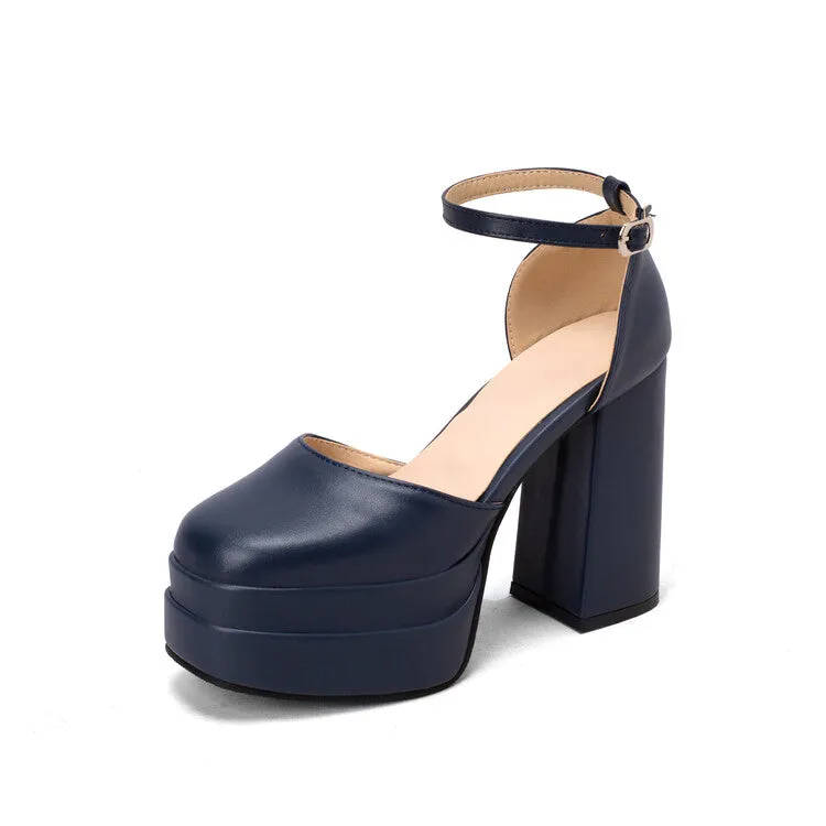 Women's Ankle Strap Chunky Heel Platform Sandals