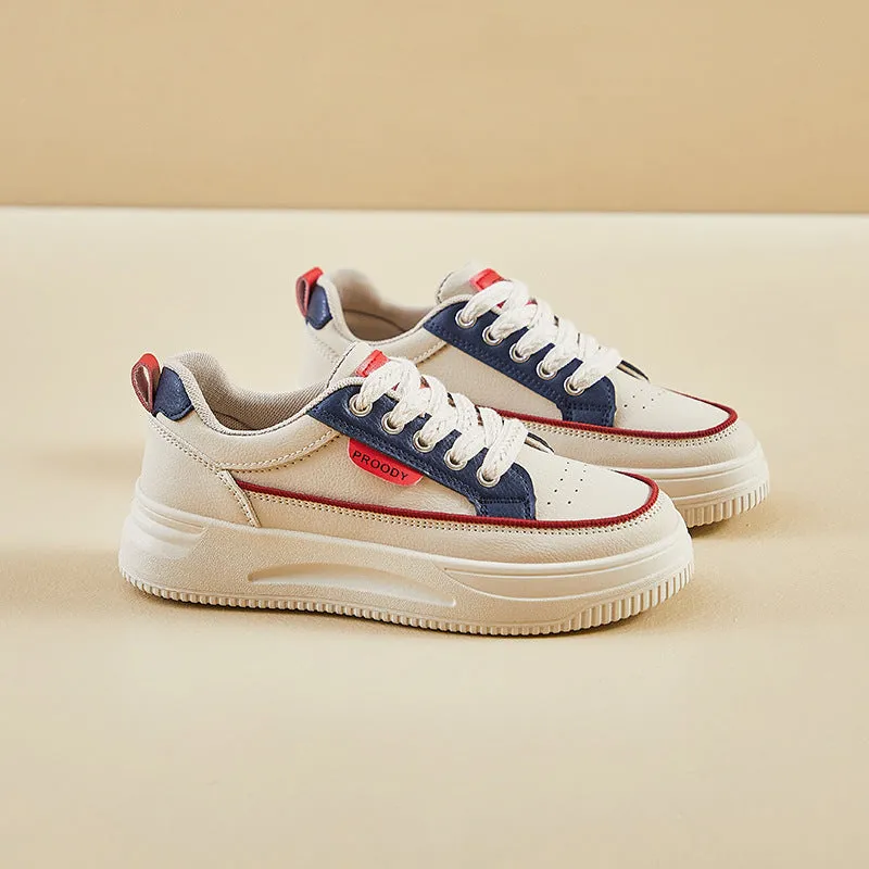 Women's Autumn White Korean Style Thick Sole Height Casual Shoes