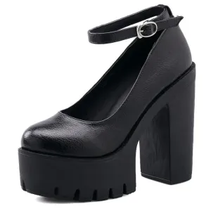 Women's Chunky High Chunky Heel Platform Shoes Round Toe Mary Jane Shoes