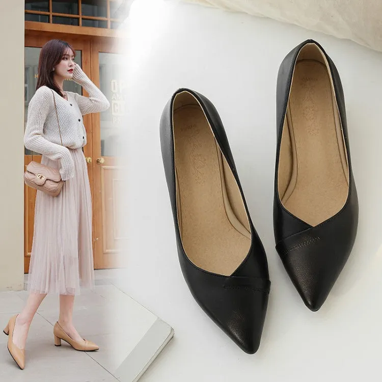 Women's High Heel Chunky Pumps Dress Shoes
