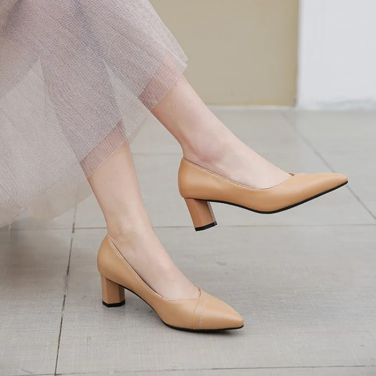 Women's High Heel Chunky Pumps Dress Shoes