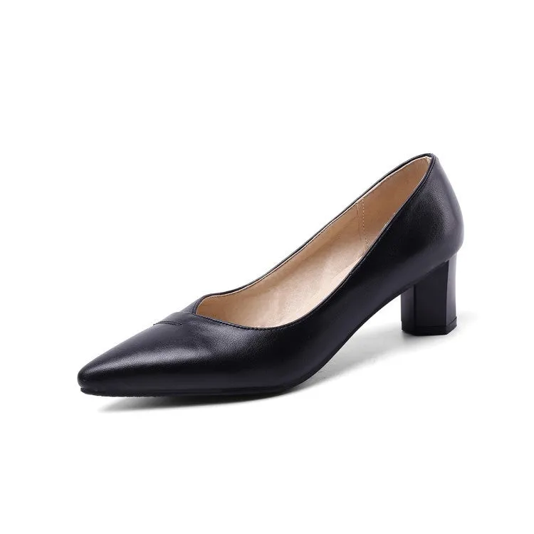 Women's High Heel Chunky Pumps Dress Shoes