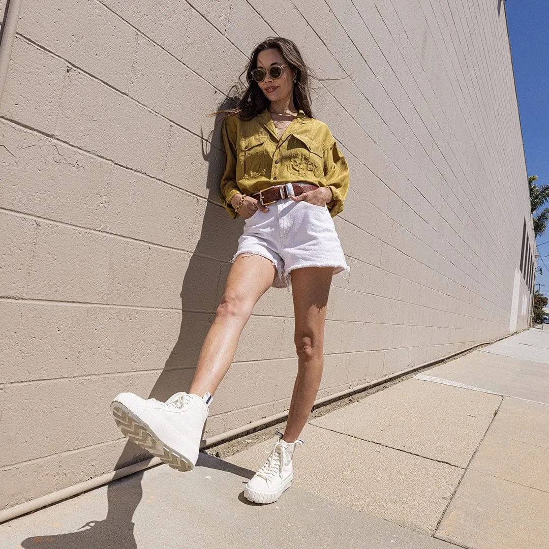 Womens - La Brea Lug High Top Platform - White