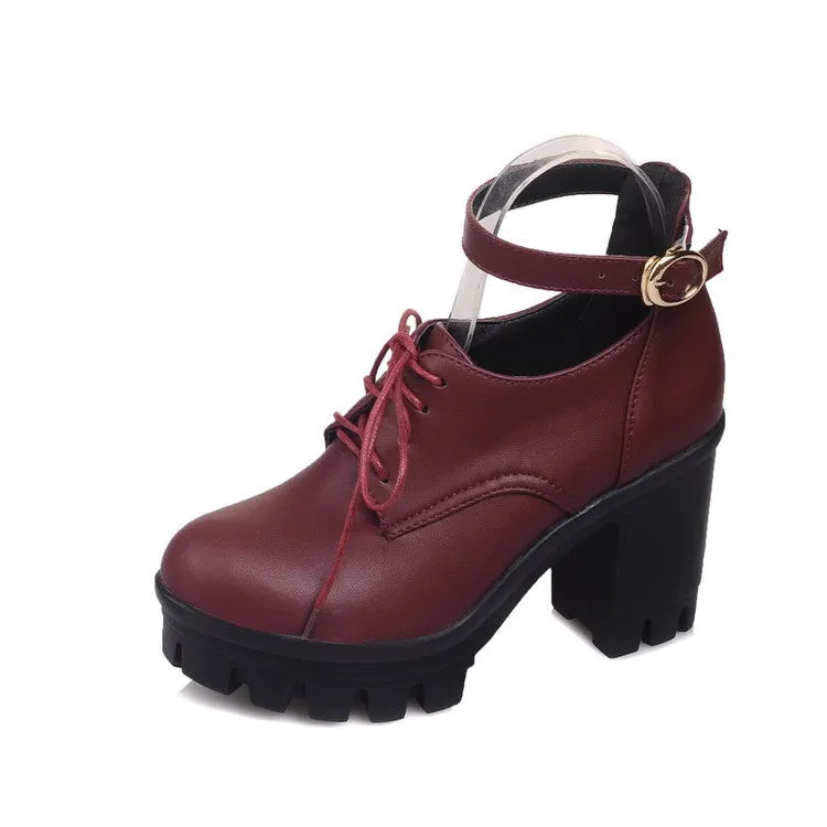 Women's Lace Up Platform High Heels Shoes