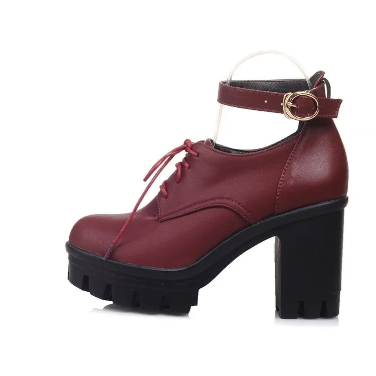 Women's Lace Up Platform High Heels Shoes