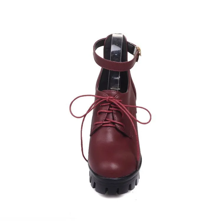 Women's Lace Up Platform High Heels Shoes