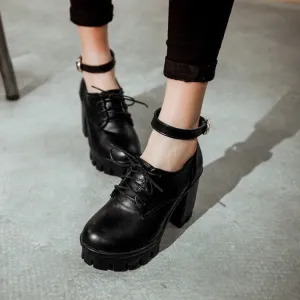 Women's Lace Up Platform High Heels Shoes