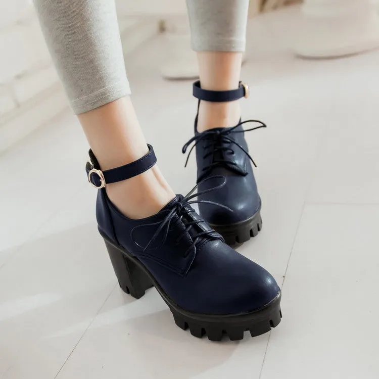 Women's Lace Up Platform High Heels Shoes