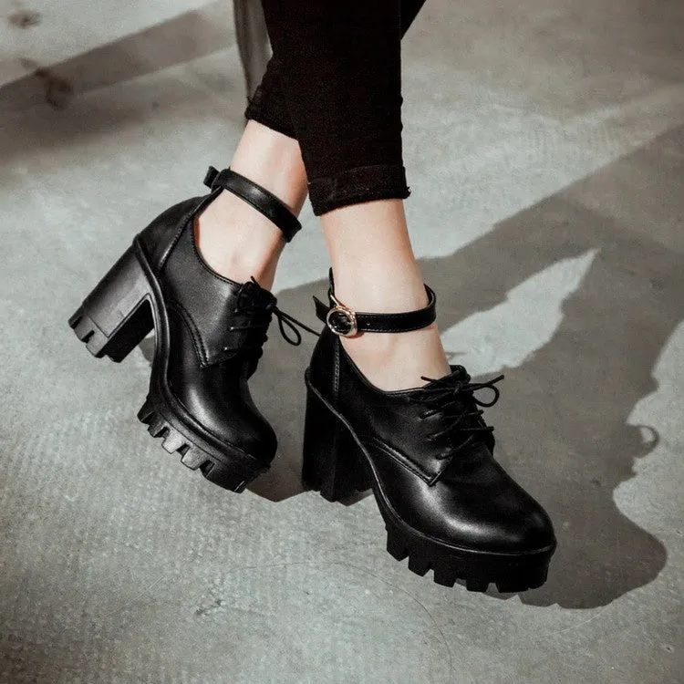Women's Lace Up Platform High Heels Shoes