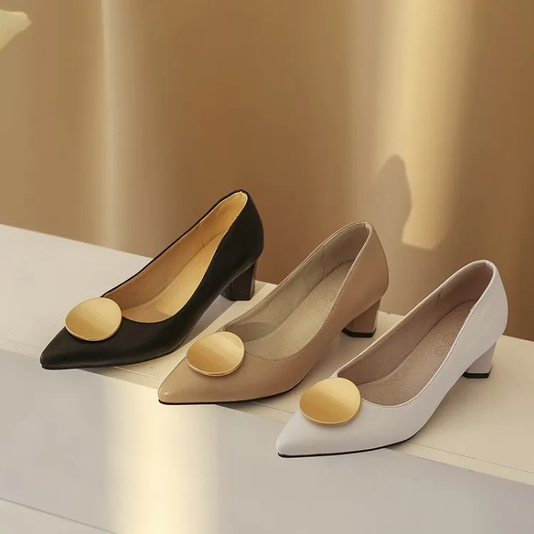 Women's Metal High Heel Chunky Pumps