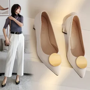 Women's Metal High Heel Chunky Pumps