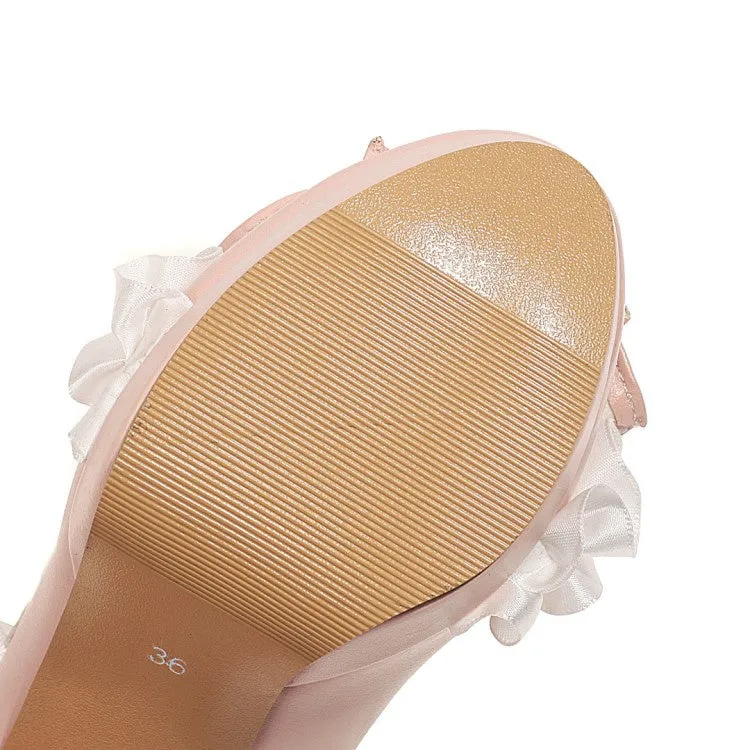 Women's Platform Pumps Mary Janes Shoes with Bowtie