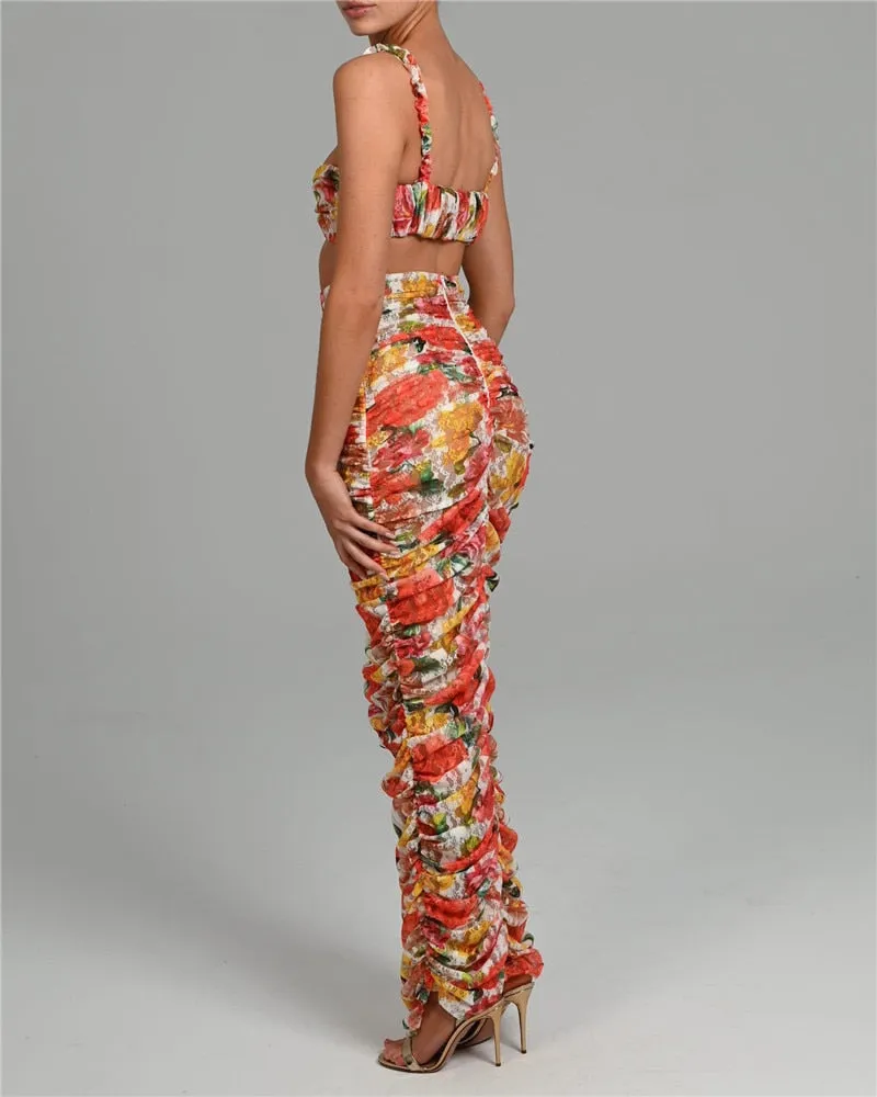 Women's Sexy Strapless Top & Skirt Two Piece Party Set