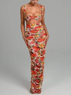 Women's Sexy Strapless Top & Skirt Two Piece Party Set