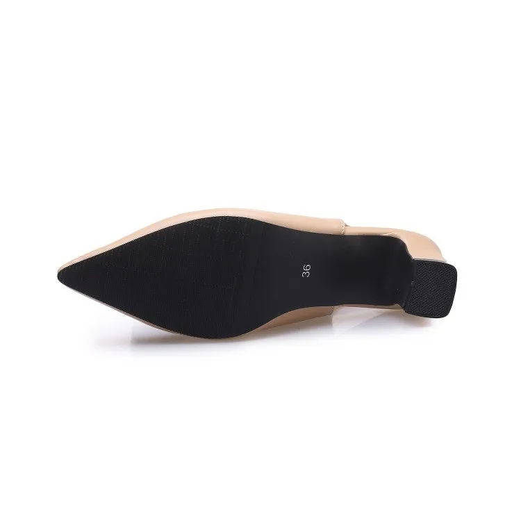 Women's Slingbacks Pointed Toe Pu Leather High Heel Chunky Sandals