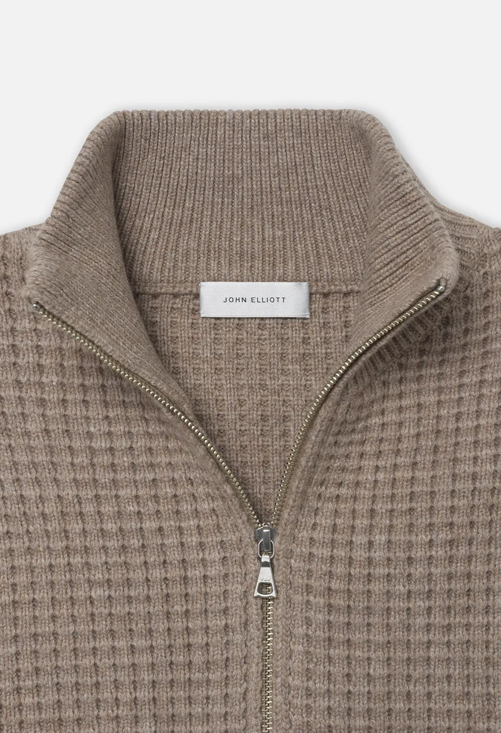Wool Waffle Knit Full-Zip / Wheat